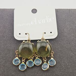 Charming Charlie Dangle Drop Chandelier Earrings Green Blue Turquoise Artsy Boho